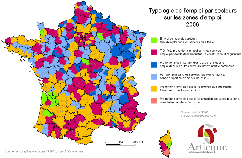 Typologie des zones d'emploi en France