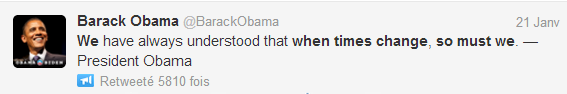 Tweet Obama when times change