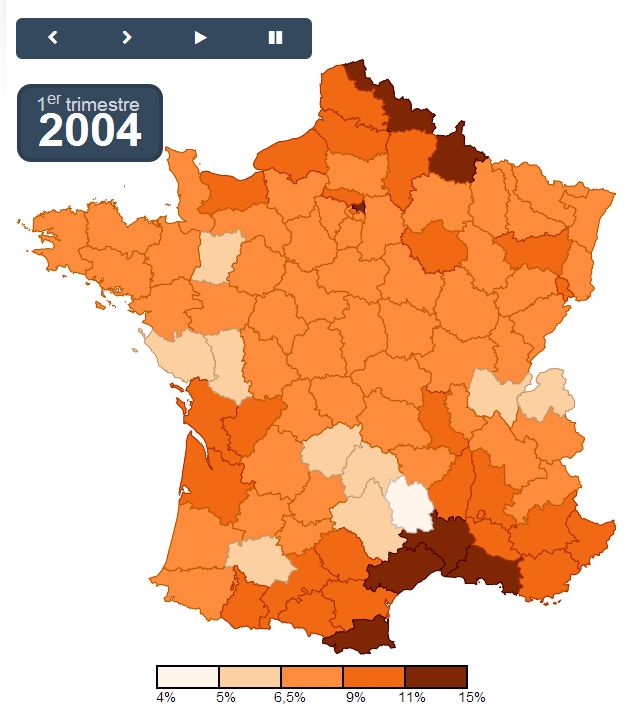 Carte de France du chômage
