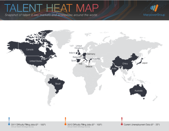 Pénurie de talents 2012 (II) – Inquiets du court-terme, les employeurs esquivent la complexité. Infographie.