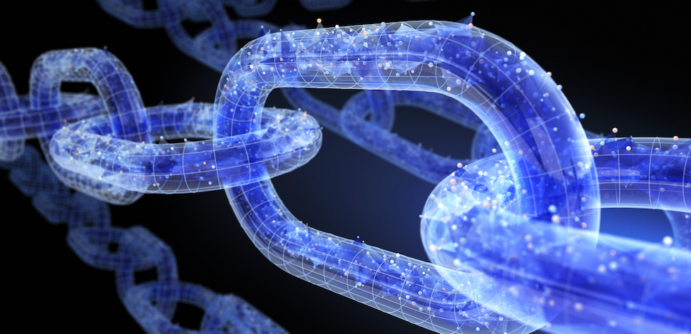 The chain with data. 3D illustration